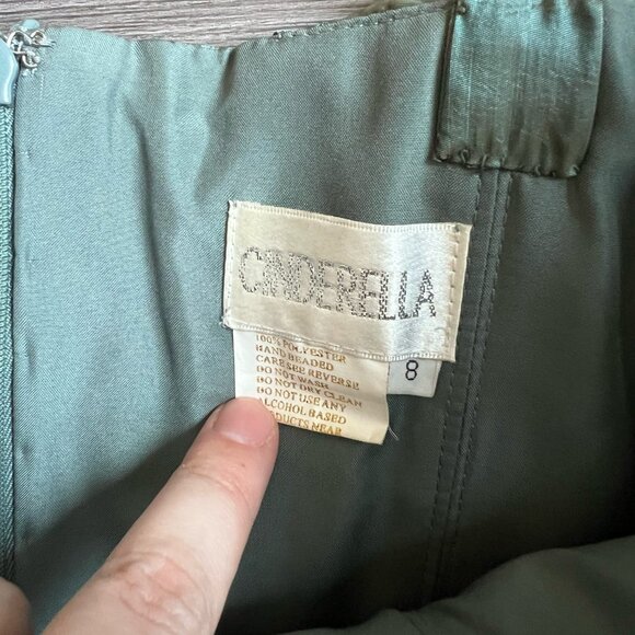 Y2K Cinderella Beaded Bodice Blue Copper Color Shift Midi Formal Dress Size 8 - Picture 4 of 6